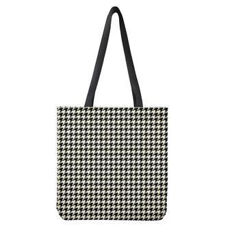 Tan And Black Houndstooth Pattern Print Tote Bag | Newhawaiianshirts