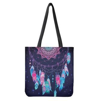 Teal And Purple Dream Catcher Print Tote Bag | Newhawaiianshirts DE