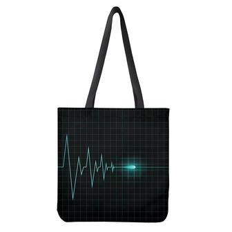 Teal Heartbeat Print Tote Bag | Newhawaiianshirts