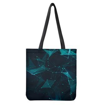 Teal Polygonal Dot Geometric Print Tote Bag | Newhawaiianshirts