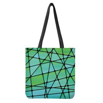 Teal Stained Glass Mosaic Print Tote Bag | Newhawaiianshirts DE