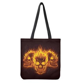 Three Flaming Skull Print Tote Bag | Newhawaiianshirts AU