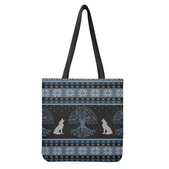 Tree Of Life And Howling Wolves Print Tote Bag | Newhawaiianshirts