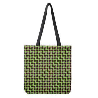 Trippy Green Houndstooth Pattern Print Tote Bag | Newhawaiianshirts AU