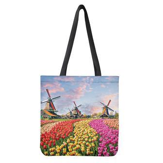 Tulip Field Print Tote Bag | Newhawaiianshirts AU