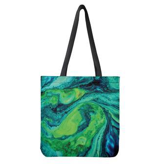 Turquoise And Green Acid Melt Print Tote Bag | Newhawaiianshirts DE