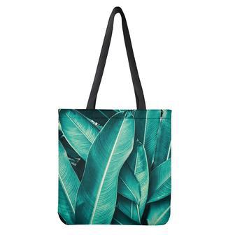 Turquoise Banana Leaf Print Tote Bag | Newhawaiianshirts DE