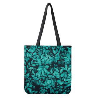 Turquoise Leaf Print Tote Bag | Newhawaiianshirts DE