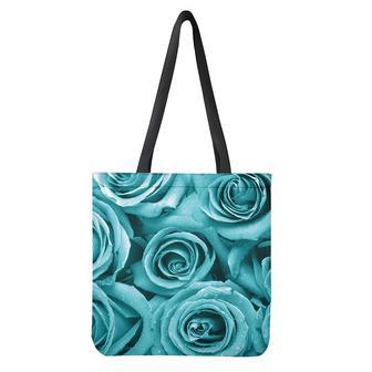 Turquoise Rose Flower Print Tote Bag | Newhawaiianshirts AU