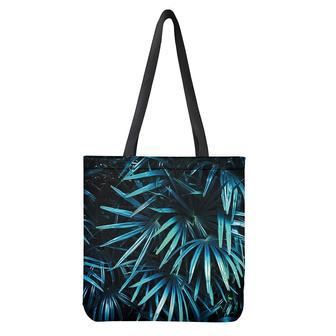 Turquoise Tropical Leaves Print Tote Bag | Newhawaiianshirts