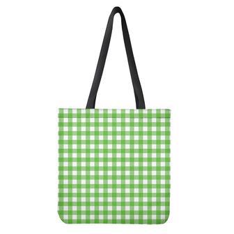 Ufo Green And White Buffalo Check Print Tote Bag | Newhawaiianshirts AU