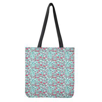 Valentine's Day Heart And Flower Print Tote Bag | Newhawaiianshirts DE