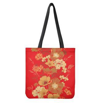 Vintage Chinese Flower Print Tote Bag | Newhawaiianshirts CA