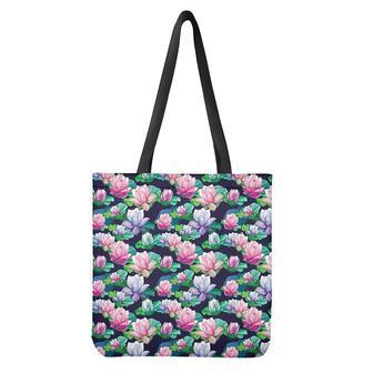 Vintage Lotus Floral Print Tote Bag | Newhawaiianshirts DE