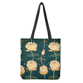 Vintage Lotus Pattern Print Tote Bag | Newhawaiianshirts DE