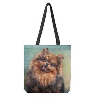 Vintage Pomeranian Portrait Tote Bag | Newhawaiianshirts CA