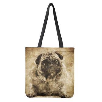 Vintage Pug Portrait Print Tote Bag | Newhawaiianshirts