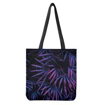 Violet Tropical Leaves Print Tote Bag | Newhawaiianshirts