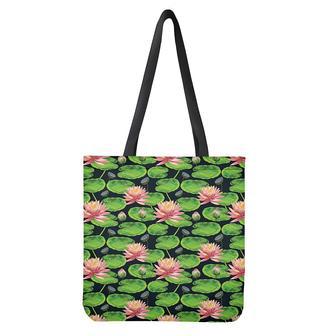 Water Lily Flower Pattern Print Tote Bag | Newhawaiianshirts