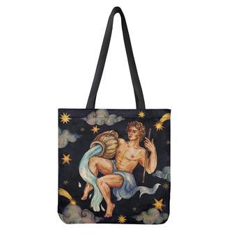 Watercolor Aquarius Zodiac Sign Print Tote Bag | Newhawaiianshirts