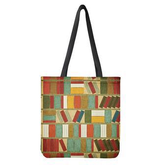 Watercolor Bookshelf Pattern Print Tote Bag | Newhawaiianshirts