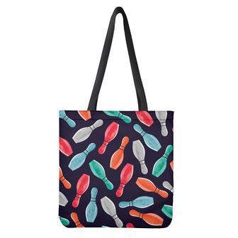 Watercolor Bowling Pins Pattern Print Tote Bag | Newhawaiianshirts CA