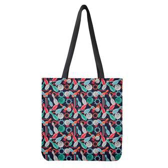 Watercolor Bowling Theme Pattern Print Tote Bag | Newhawaiianshirts CA