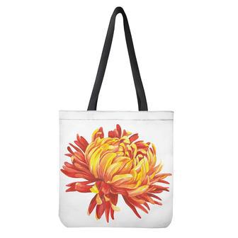 Watercolor Chrysanthemum Print Tote Bag | Newhawaiianshirts CA