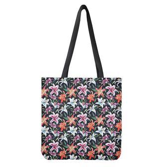 Watercolor Lily Flowers Pattern Print Tote Bag | Newhawaiianshirts DE