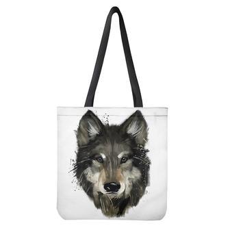 Watercolor Painting Wolf Print Tote Bag | Newhawaiianshirts DE