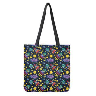 Watercolor Rocket Pattern Print Tote Bag | Newhawaiianshirts CA