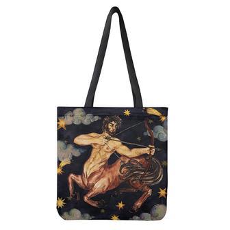 Watercolor Sagittarius Zodiac Sign Print Tote Bag | Newhawaiianshirts CA