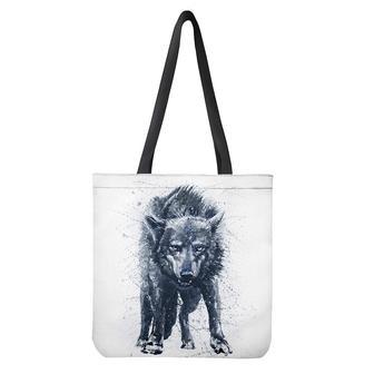 Watercolor Wolf Portrait Print Tote Bag | Newhawaiianshirts CA