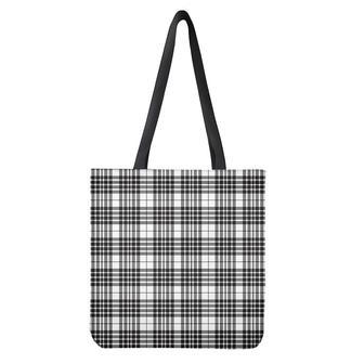 White And Black Border Tartan Print Tote Bag | Newhawaiianshirts DE