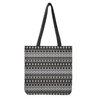 White And Black Knitted Pattern Print Tote Bag | Newhawaiianshirts CA