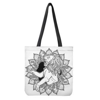 White And Black Leo Sign Print Tote Bag | Newhawaiianshirts DE