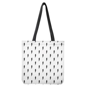 White And Black Lightning Pattern Print Tote Bag | Newhawaiianshirts CA