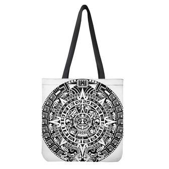 White And Black Maya Calendar Print Tote Bag | Newhawaiianshirts DE