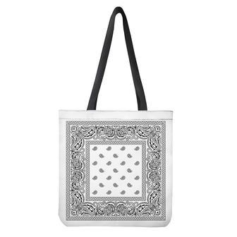 White And Black Paisley Bandana Print Tote Bag | Newhawaiianshirts DE