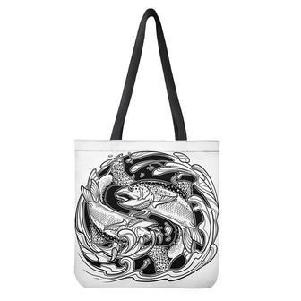 White And Black Pisces Sign Print Tote Bag | Newhawaiianshirts AU