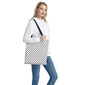 White And Black Polka Dot Pattern Print Tote Bag | Newhawaiianshirts