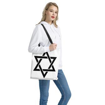 White And Black Star Of David Print Tote Bag | Newhawaiianshirts DE