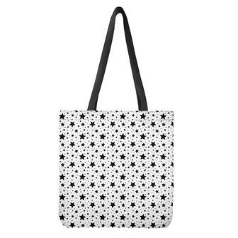 White And Black Star Pattern Print Tote Bag | Newhawaiianshirts CA