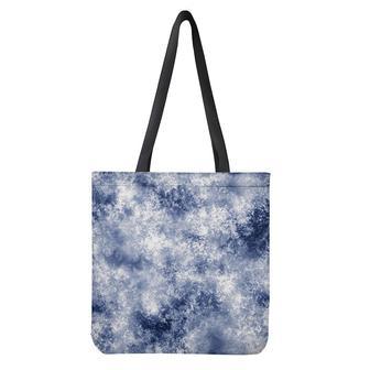 White And Blue Acid Wash Tie Dye Print Tote Bag | Newhawaiianshirts CA