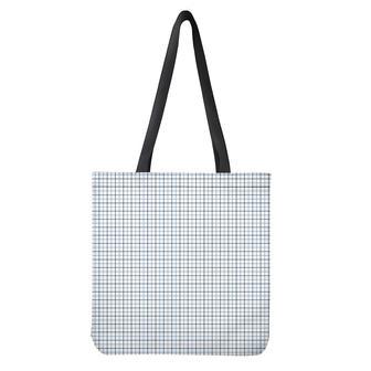 White And Blue Tattersall Pattern Print Tote Bag | Newhawaiianshirts