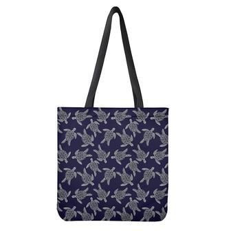 White And Blue Turtle Pattern Print Tote Bag | Newhawaiianshirts UK