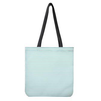 White And Cyan Striped Pattern Print Tote Bag | Newhawaiianshirts DE