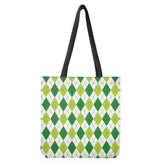 White And Green Argyle Pattern Print Tote Bag | Newhawaiianshirts