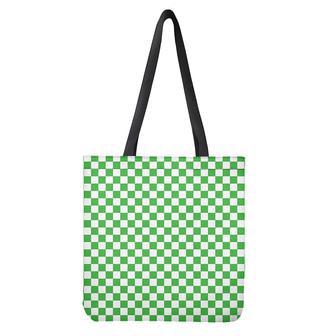 White And Green Checkered Print Tote Bag | Newhawaiianshirts