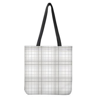 White And Grey Plaid Pattern Print Tote Bag | Newhawaiianshirts UK